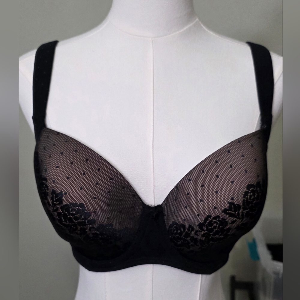 Soma Stunning Support Full Coverage Black Lace Bra size 32DDD